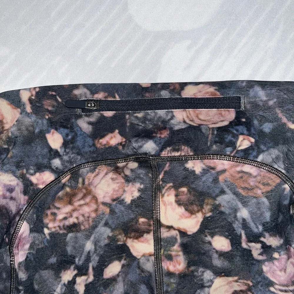 Lululemon Speed Up Tights Frosted Rose Multi Dark Floral 2 Pockets Size 2